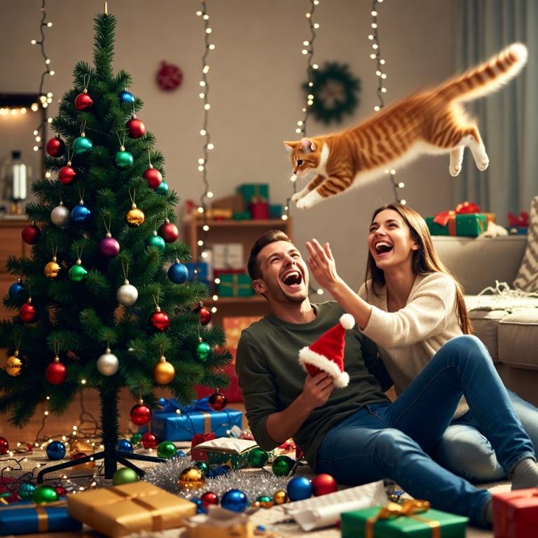 Провальная фотосессия: как мы с мужем кота в Деда Мороза наряжали